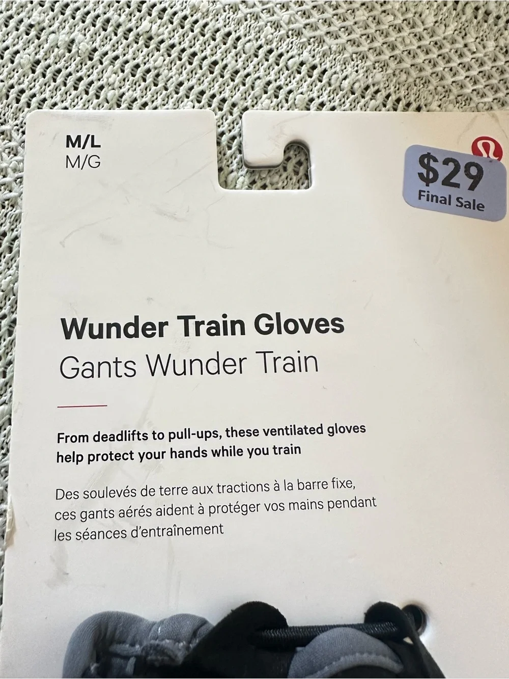 Lululemon Wunder Train Gloves M/L Asphalt Grey ASGY Training Workout NWT